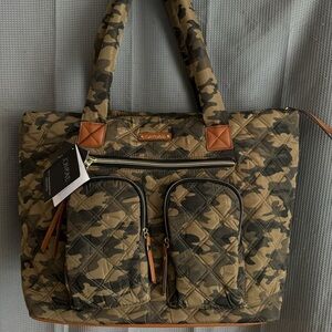Camo! Joan and David camo print travel bag